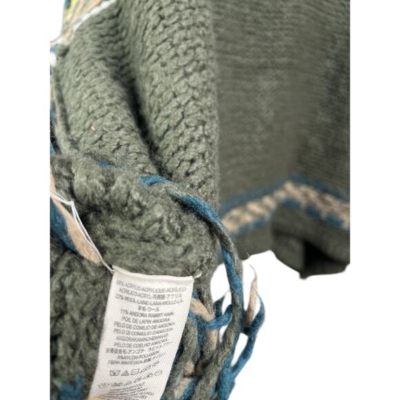 Free People Labyrinth Fringed Poncho Striped Sweater XS/S Cabincore0 - Picture 8 of 9